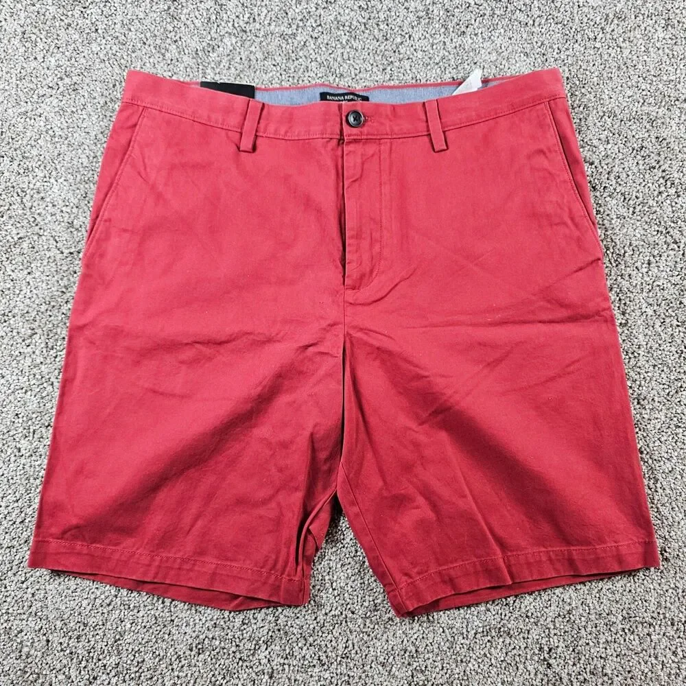 Banana Republic Shorts Mens 38 Red Chino Aiden Slim Fit 10